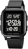 findtime Armbanduhr Herren Digital Uhr Multifunktions 5ATM Wasserdicht Silikonband Herrenuhren LED Groß Männer Sportuhr mit Wecker Datum Stoppuhr 12/24H