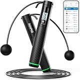 RENPHO Springseil mit Zähler, intelligentes gewichtetes Springseil für Training Fitnessübungen, verstellbares Sprungseil für Anfänger und Profis, Jump Rope mit APP-Datenanalyse, Kalorienverbrennung