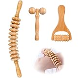 Zyiphor Faszienstab Holz, 3 Stück Faszienrolle für Rücken, Nacken, Beine & Lymphdrainage, Massageroller mit Griff zur Muskelentspannung, Lindert Müdigkeit & Cellulite für Zuhause, Reisen, Büro