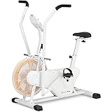 SportPlus Profi Air Bike mit Luftwiderstand, Heimtrainer für Zuhause, App kompatibel, Heimtrainer für HIIT, Smarter Trainingscomputer, bis 135 kg belastbar, weiß