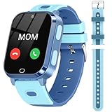 Noctiluxia Smartwatch Kinder mit GPS, 4G Kids Smart Watch Telefon, Wasserdicht, Kinderuhr SOS Anruf, Videoanruf, Echtzeit Chat, Kamera, Schrittzähler, Wecker, für 4-12 Jungen und Mädchen (Blau)
