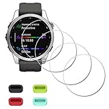 iDaPro [4Pcs Displayschutz schutzfolie für Garmin fenix 7S Solar / 7S / 7 S Sapphire Solar+[4Pcs] Silikon Staubstecker,Hartglas,9H Härte Glas,Kratzfest,Blasenschutz,Anti-Fingerabdruck