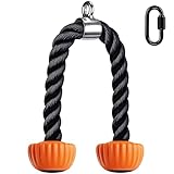 SELEWARE Trizepsseil Kabelzuggriffe mit Orange Rutschfesten Weichen Gummiende, Universelles Seilzug Krafttraining Bizeps Trizeps Trainingsgerät Latzugmaschine Zubehör für Hause Fitnessstudio, 70cm