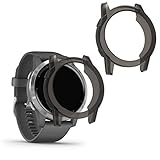 kwmobile 2X Sport Schutzhülle kompatibel mit Garmin Vivoactive 4 (45 mm) Hülle - Silikon Cover klar - Case ohne Tracker - Schwarz Transparent