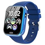 Smartwatch Kinder - Smart Watch Telefon für Kinderuhr Mädchen Jungen mit Spiele Anruffunktion SOS Kamera Musik Schrittzähler Taschenlampe Wecker, Kids Telefonieren Geschenk für 4-10 Jahre, Dunkelblau