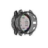 RuenTech Kompatibel mit Garmin Fenix 6X Pro/Fenix 6X Sapphire/Fenix 6X Pro Solar Schutzhülle Schutzfolie Hülle Sanft TPU Shell Schut Anti-Scratch (schwarz)