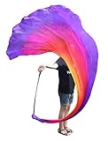 Winged Sirenny 270cm Groß Bauchtanz Seidenschleier Poi Bälle mit Halbkreis Tuch, Echte Seide Jonglierset Schleier VOI, 1 Stück (Yellow-red-Purple)