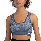 New Balance Women's Racerback Seamless Mid Impact Sport Bra with Adjustable Straps and Removable Pads
