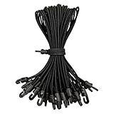16 Stück Spanngummi mit Haken, Multifunktionales Expanderseil mit Haken 26cm, Einziehbare Schlinge Planenspanner für Campingplanen, Anhängerplanen, Poolabdeckungen (Schwarz)