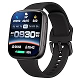 antfit Smartwatch Damen Herren, AMOLED Ultra-Klar Display, 3ATM Wasserdicht zum Schwimmen, Fitnessuhr mit telefonfunktion Pulsmesser Schlafmonitor 100 Sportmodi, kompatibel Android iOS, Schwarz