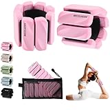 BECOJADDE Gewichtsmanschetten fuß 0.45 KG Je Gewichte für Beine und Arme Set 2 Ankle Weights Handgelenk Gewichte Knöchelgewichte Fussgewichte für Joggen Cardio Aerobic Krafttraining Rosa