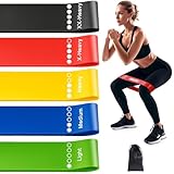 Fitnessbänder 5er Set, Widerstandsbänder mit 5 Widerstandsstufen, Naturlatex Resistance Bands Gymnastikbänder für Muskelaufbau Pilates Yoga und Fitness