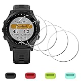 iDaPro Displayschutz Schutzfolie für Garmin Forerunner 945 Smartwatch + 4-teiliger Ladeanschlussschutz 9H Härte Gehärtetes Glas Displayschutzfolie Einfache Installation [4 Stück]