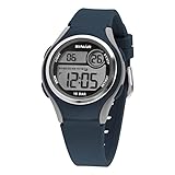 SINAR Unisex Armbanduhr Jungen Mädchen Jugenduhr Sportuhr Outdoor Digital Quarz 10 bar mit Silikonband und Licht Dunkelblau XE-64-2