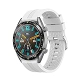 Kompatibel mit Huawei Watch GT3 Pro/GT2 46mm/GT2 Pro/GT 2e/GT Active/3/3 Pro/Honor Magic Watch 2 46mm Armband Silikon Uhrenarmband Wasserdicht Sport Armbänder Ersatzband-Weiß