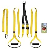 FITKIT Suspension Bodyweight Fitness Training Kit, Full Body Workouts Home Gym Resistance Trainer Straps for Total Body Workouts (Yellow)