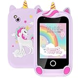 PTHTECHUS Kinder Handy, Smartphone für Mädchen Jungen, 28 Zoll großer Touchscreen Telefon Uhr Kinder mit 16 Spiele Anruf SOS Kamera Musik Schrittzähler Wecker, kinderhandy 4-9 Jahre Geschenke (Lila)