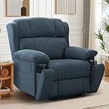 Consofa Fernsehsessel Elektrisch Verstellbar, Relaxsessel mit Liegefunktion, TV Sessel mit Massage & Wärmefunktion, Versteckte GeträNkehalter, Typ C & USB-AnschlüSse, bis 160 kg (Blau)