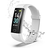 LEBEXY Fitness Armband Schrittzähler, Fitness Tracker mit Herzfrequenzmesser Blutdruckmessung Pulsuhr Kalorienzähler, IP68 Wasserdichter Smartwatch Fitness Uhr Sportuhr Aktivitätstracker, Grau