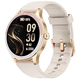 TOOBUR Smartwatch Damen Rund, Schrittzähler & Fitness Uhr für Laufen/Alltag, 100+ Sportmodi, Elegant Frauen Smart Watch Android/iOS Kompatibel, Telefonfunktion mit Anrufe, IP68 Wasserdicht, Beige
