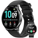 IOWODO Smartwatch Damen Herren 2025 | 1.43' AMOLED Always-On Display | Bluetooth-Anrufe | IP68 Wasserdicht Fitnessuhr mit 100+ Sportmodi | 24/7 Pulsmessung+SpO2+Schlaf | 7 Tage Akku+Schnellladung