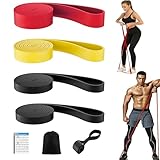 Resistance Bands Set,4 Stück Klimmzuggurte, Widerstandsbänder mit Türanker und Griffen, Übungsbänder für Calisthenics, Crossfit, Muskelaufbau,Yoga