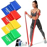 4 Stück Fitnessbänder, 2M Resistance Bands Widerstandsbände Gymnastikband in 4 Stärke Fitnessband für Pilates Yoga Rehabilitation Männer und Frauen