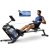 MERACH Wasserrudergerät für Zuhause, Rudergerät mit 45°-Neigung, Rowing Machine Verstärkter Widerstand, 160 kg Gewichtskapazität, mit Bluetooth-Verbindung