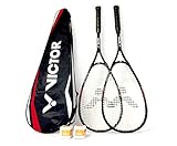 VICTOR Squashset: 2X VICTOR Squashschläger Magan Core Black Deluxe Edition + 2 Squashbälle + 1 Schlägertasche; erhältlich áuch als Einzelschläger (Set)