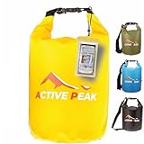 Active Peak® Dry Bag wasserdicht Rolltop Packsack 2 L–20 L mit Handyhülle, Schwimmfähige Outdoor Tasche für Kajak, Boot, Strand, SUP, Wandern, Camping (Tropengelb, 2 Liter)