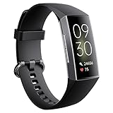 Aktivitätstracker für Frauen Männer 1.1''AMOLED Bildschirm Fitness Uhren mit Herzfrequenz Blutdruck Schlaf Monitor Kalorien Tracking Schritt Zähler Smart Band für Android und iPhone (schwarz 1)