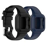 Muovrto Armband für Garmin vivofit jr.3,Silikon Smartwatch Ersatzarmbänder (Schwarz/Dunkelblau)