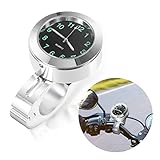 Vokmon Motorrad Uhr Fahrradzubehör Lenkerhalterung, Silber Wasserdichte Nachtleuchtende Digitaluhr Universal für Fahrrad und Motorrad Lenker