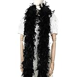 Larryhot Schwarze Federboa, 60 g, 2 m, Truthahn-Boa-Federn für Partys, Weihnachten, Hochzeiten, Kostüme, Konzerte, Haustiere und Heimdekoration (schwarz)