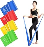 4er-Set 1.5M Lang Fitnessbänder Widerstandsbänder in 4 Stärke, 100% Naturlatex Fitnessband Gymnastikband für Crossfit, Muskelaufbau, Yoga, Pilates für Männer und Frauen