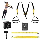 Noxtioanip Schlingentrainer, Sling Trainer für Ein Ganzkörpertraining, Suspension Trainer mit Türanker Einstellbar Fitness, für Krafttraining, Home Workout, Out Indoor und Outdoor, Schwarz und Gelb