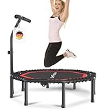 DH FitLife Fitness Trampolin klappbar Leise Gummiseilfederung ohne Installation | 45 Zoll 115cm Trampoline für Indoor & Outdoor Jumping | mit 3 verstellbaren Handgriffstufen