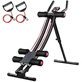 LIFERUN Bauchtrainer für zuhause, Klappbar und Platzsparend, mit LCD-Monitor, 4 stufigem Widerstand, AB Trainer Nutzergewicht bis 120kg, Bauchmuskeltrainer für Bauch, Arm, Bein und Rücken