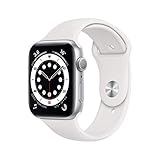 Apple Watch Series 6 (GPS, 44MM) Aluminiumgehäuse Silber mit Weiß Sportarmband (Generalüberholt)