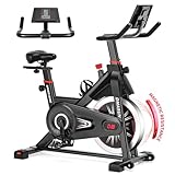 Heimtrainer Fahrrad mit Magnetischem Widerstand, DMASUN Ergometer Heimtrainer mit LCD Display & Größerer Tablet-Halter, Hometrainer Fahrrad, Verstellbare Griffe & Sitz, Fitnessbike 160 KG Belastbar