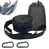 Hängematten Aufhängung Befestigung, 2X Karabiner +Schlingen,3 m x 2,5 cm Max 300 kg Stabhängematte Schaukel Befestigung für Camping-Hängemattenzubehör