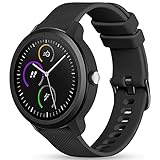 Vobafe Garmin Armband 20mm Kompatibel mit Vivoactive 3/Venu 2 Plus/Venu sq/Vivomove HR, Weiche Silikon Armbänder Sport Ersatzband für Garmin Fenix 7S/Forerunner 55/245/645 Music, Schwarz