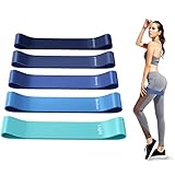 Fitnessbänder [5er Set] Widerstandsbänder mit 5 Widerstandsstufen, Hautfreundlich Resistance Bands mit Tragebeutel, Gymnastikband für Yoga,Pilates,Kniebeugen,Stretching