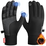 PULIOU Handschuhe Herren Damen Winter Warme Fahrradhandschuhe Winterhandschuhe Fahrrad Handschuhe Sporthandschuhe Laufhandschuhe Touchscreen Winddichte rutschfest Elastisch L