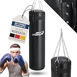 ArtSport Boxsack Set 30 kg gefüllt, Box Set mit 4-Punkt-Stahlkette & Drehwirbel - für Erwachsene, Boxsack hängend 120 cm für Boxen & Kickboxen