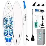 FunWater 10'6' & 11'6' Stand Up Paddle Board Multifunktionale Paddelboards mit Flossen, Knochleine, SUP Pump, Paddel, Sup-Rucksack, Für Aller Könnensstufen (10'6'-Tiki BLAU)
