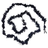 GORGECRAFT 1.8 m X 45mm Truthahn Federboa Schwarze Federboas Chandelle Dicke Flauschige Federboas Federschal Kostümzubehör Für Halloween Karneval Tanzparty Cosplay Kostümdekoration