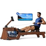 MERACH Wasserrudergerät für Zuhause, Intensives Rudererlebnis mit Hochwertigem Massivholz & 22L Wassertank & Exklusiver APP, Professioneller Monitor & Tablet-Halterung, Bequemer Ergonomischer Stuhl