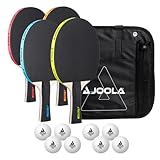JOOLA Tischtennis Set, Tischtennis-Set mit 4 Tischtennisschlägern, Tischtennisbällen und Tragetasche (NEON)