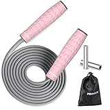 PROIRON Springseil Erwachsen mit Gewichten, Damen Sprungseil Gewicht Anti-Rutsch Griffe Seilspringen, Dicke 7mm Jump Rope Länge & Gewichtsblöcke Einstellbar Skipping Rope